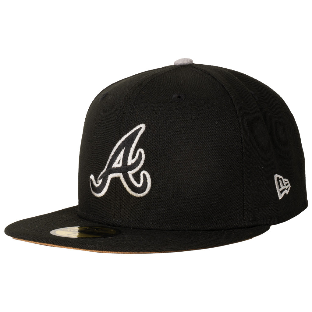 MLB Atlanta Braves New Era Gray Outline Logo 59FIFTY Fitted Hat - Black