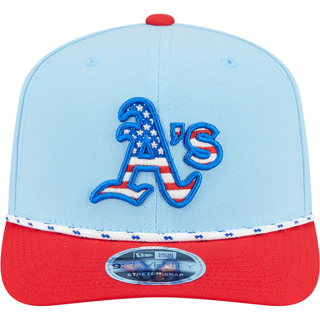 MLB Oakland Athletics New Era 2025 4th of July 9SEVENTY Stretch-Snapback Hat - Light Blue
