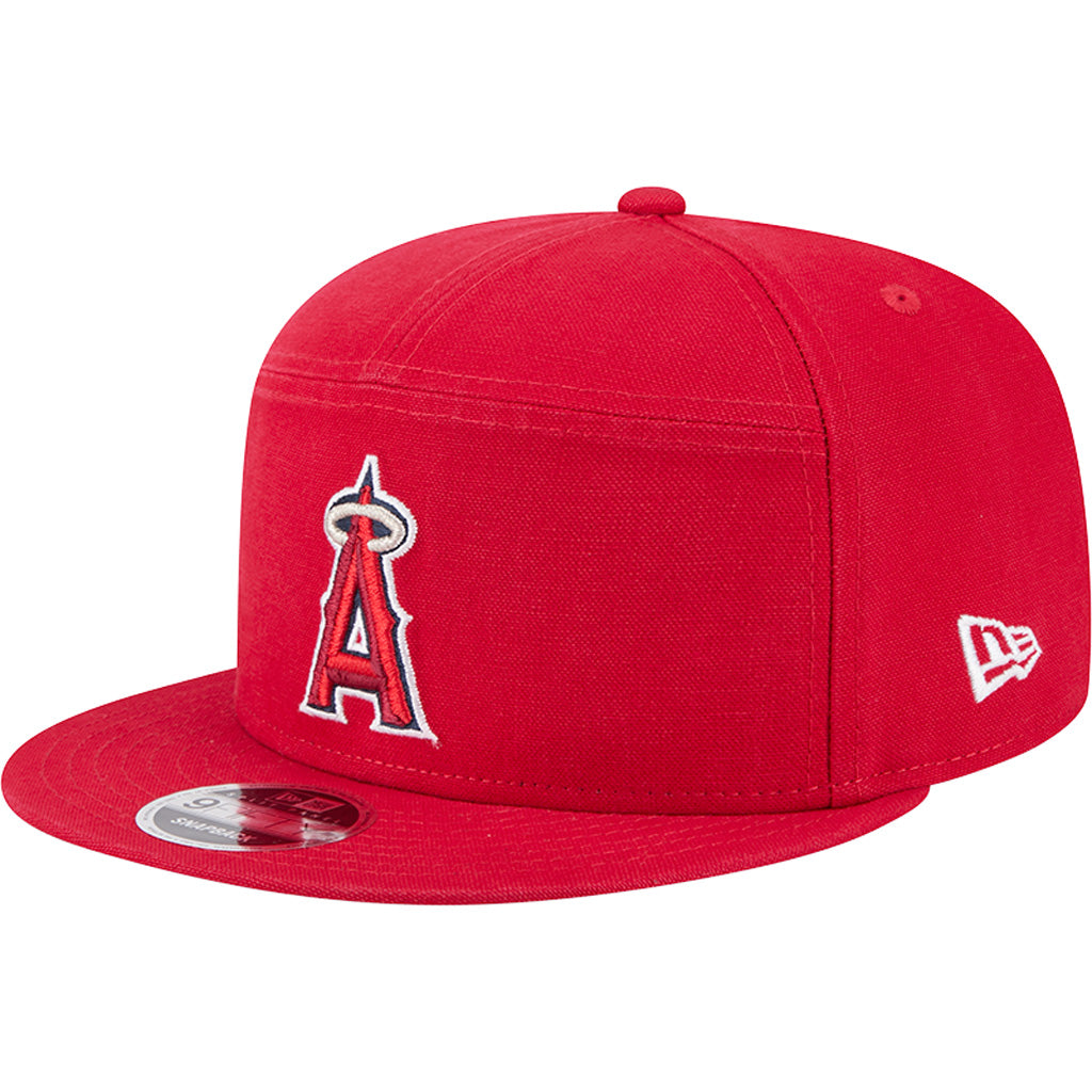 MLB Los Angeles Angels Cotton Canvas 9FIFTY Split Panel Snapback Hat - Red