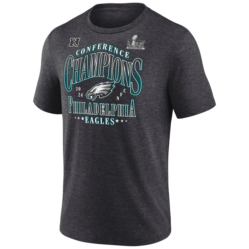 NFL Super Bowl LIX Philadelphia Eagles Nike Right Side Draw Conference Champions T-Shirt - Charcoal