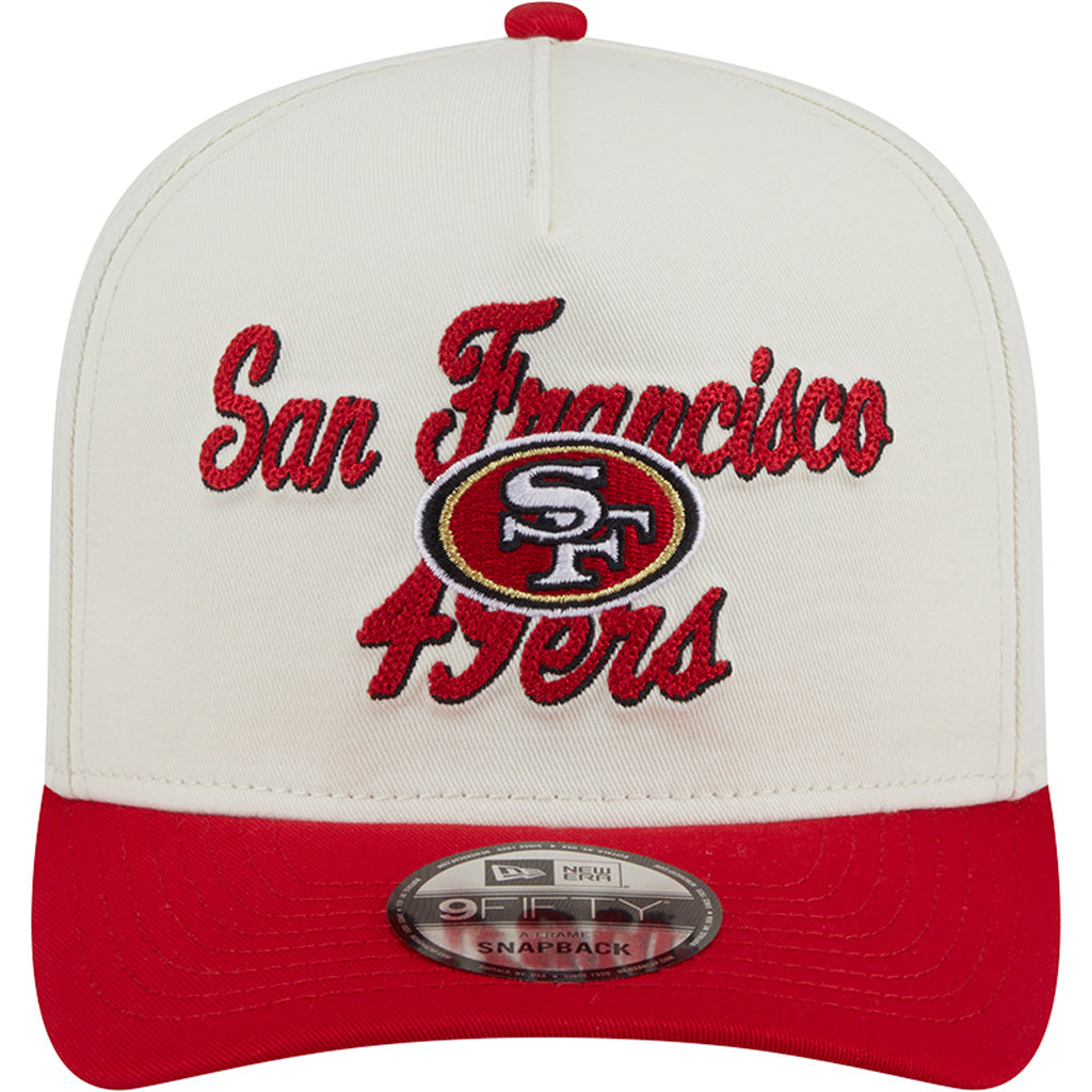 NFL San Francisco 49ers New Era Chainstitch Two-Tone 9FIFTY A-Frame Snapback Hat - Cream