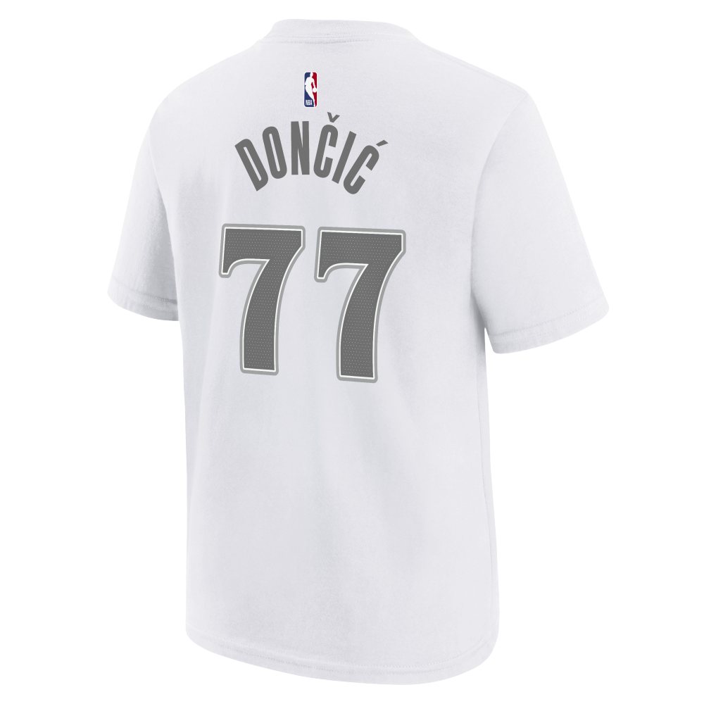 NBA Dallas Mavericks Luka Doncic Youth Nike City Edition 2024/25 Name & Number T-Shirt - White