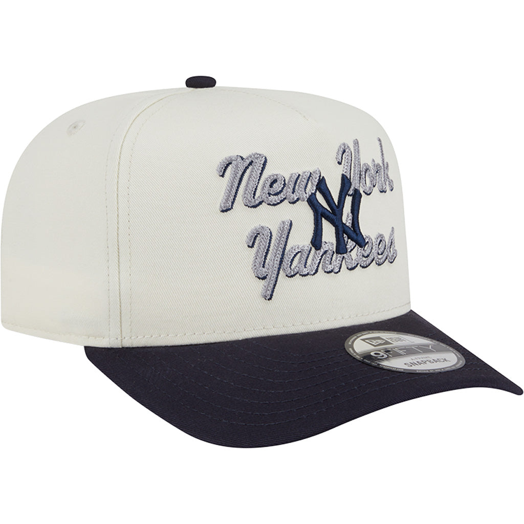 MLB New York Yankees New Era Chainstitch Two-Tone 9FIFTY A-Frame Snapback Hat - Cream