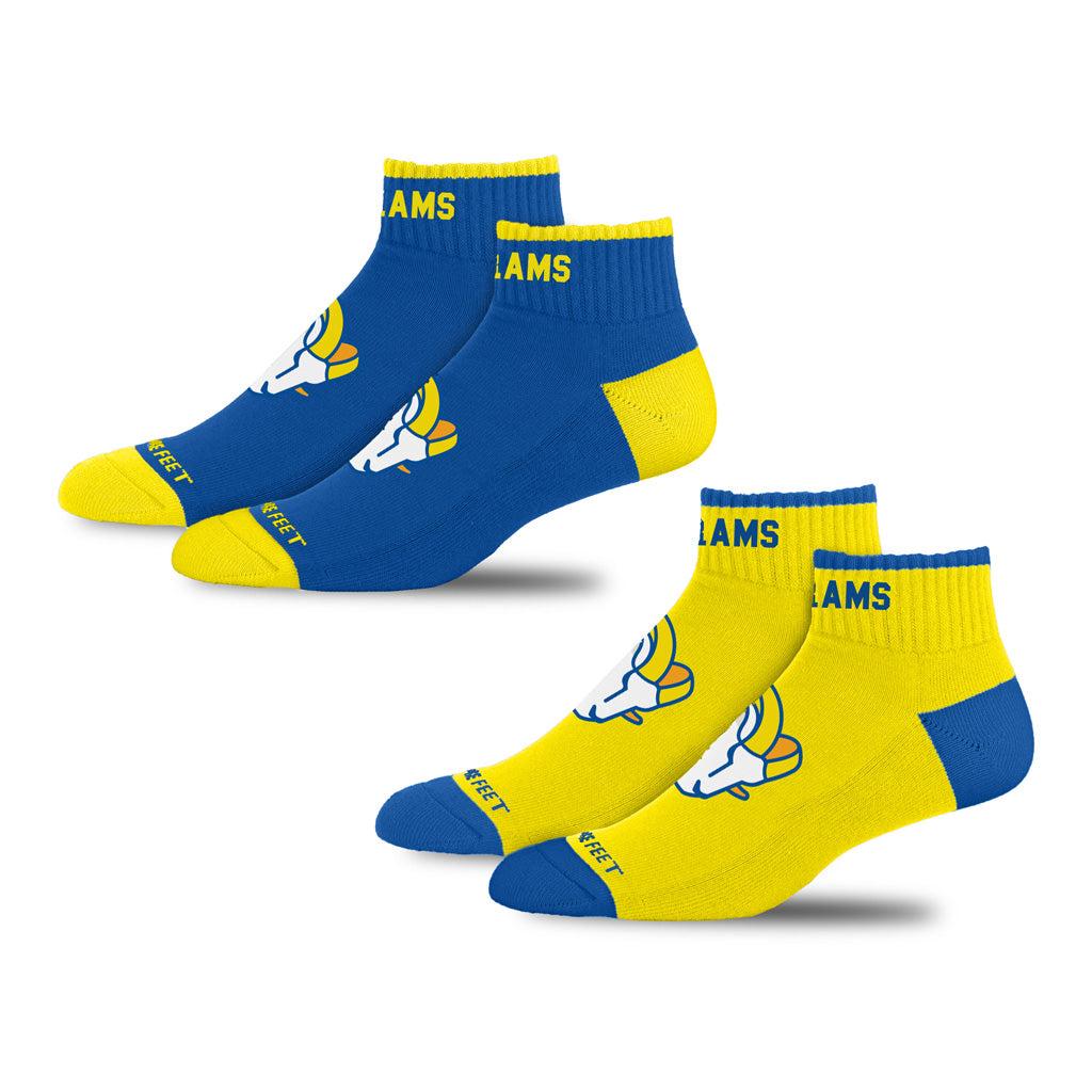 NFL Los Angeles Rams For Bare Feet Front & Center 2-Pack Socks - Blue & Yellow