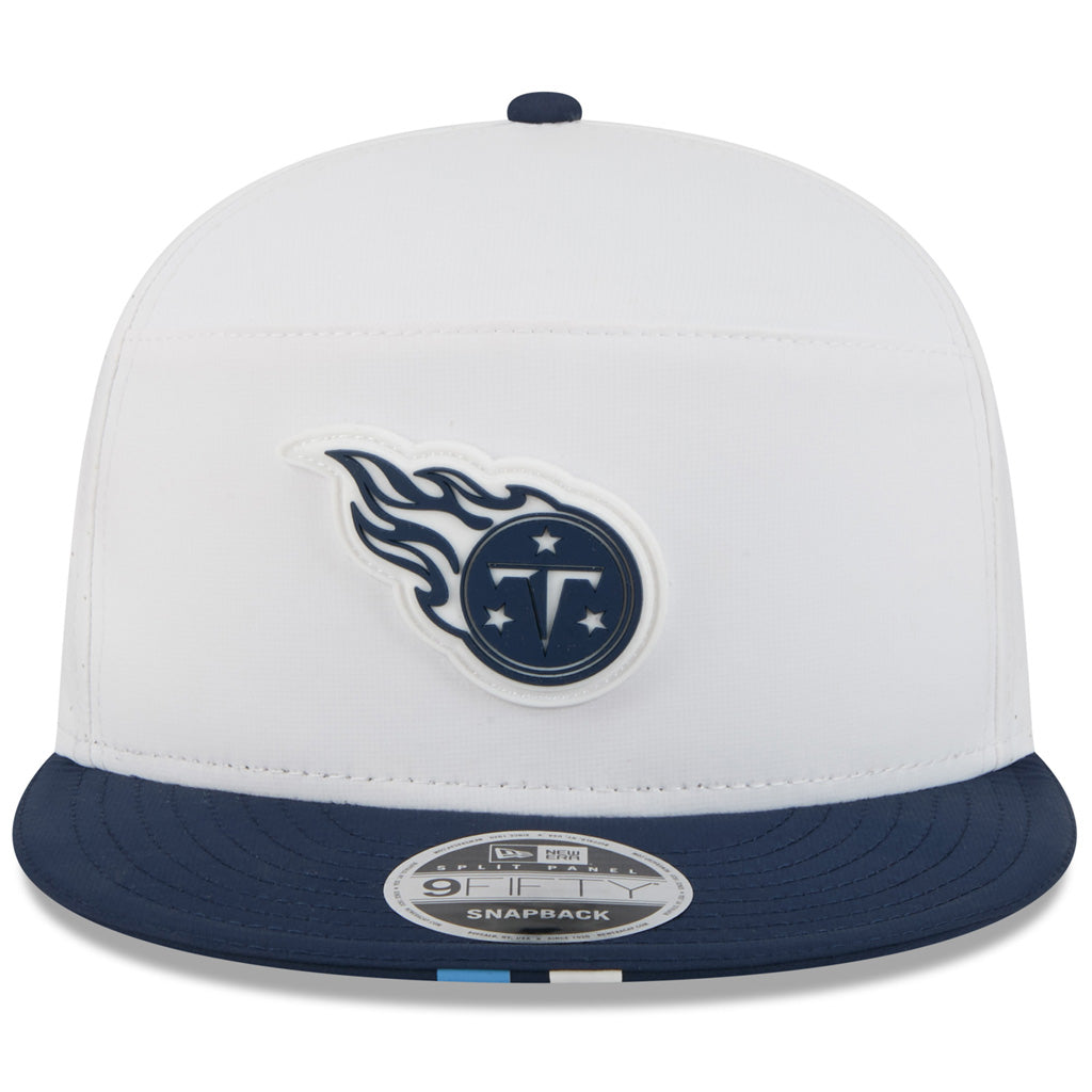 NFL Tennessee Titans New Era 2025 Training 9FIFTY Split Panel Snapback Hat - White