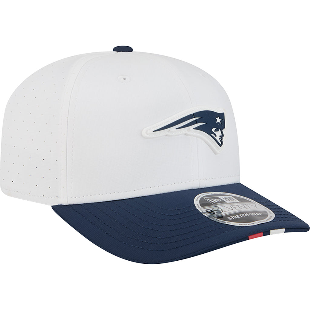 NFL New England Patriots New Era 2025 Training 9SEVENTY Stretch-Snapback Hat - White