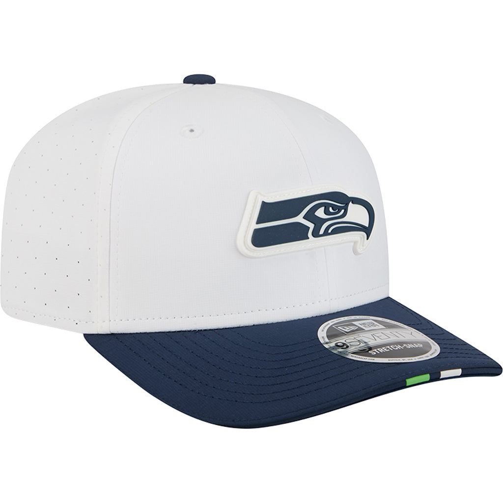 NFL Seattle Seahawks New Era 2025 Training 9SEVENTY Stretch-Snapback Hat - White