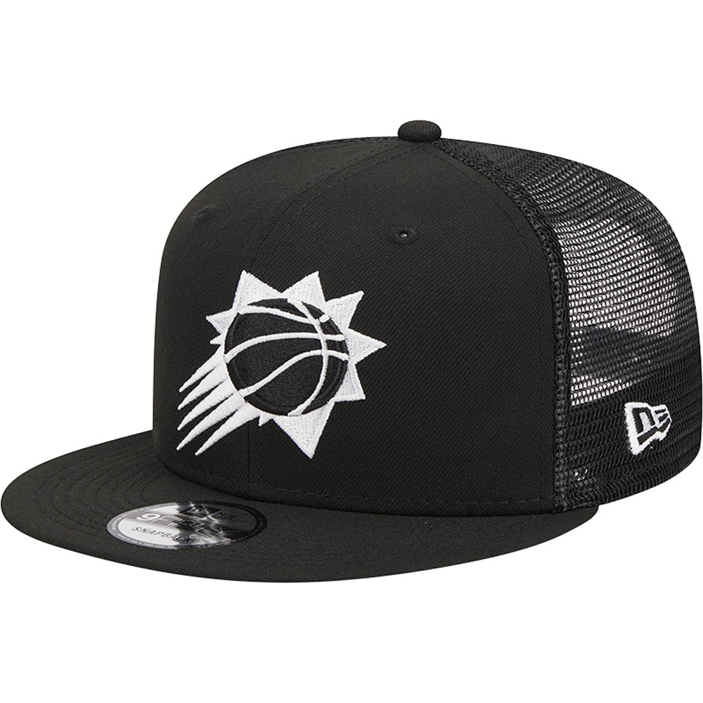 NBA Phoenix Suns New Era Black & White Trucker 9FIFTY Snapback Hat - Black