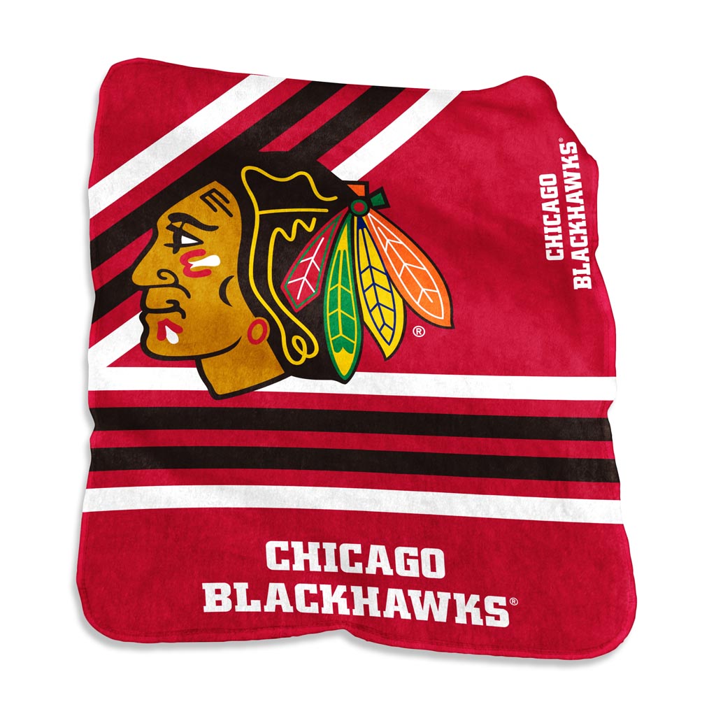NHL Chicago Blackhawks Logo Brands 50" x 60" Raschel Blanket - Red