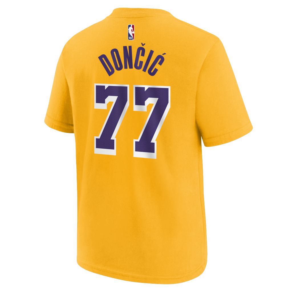 NBA Los Angeles Lakers Luka Doncic Youth Nike Icon Name & Number T-Shirt - Gold