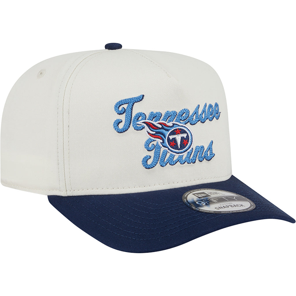 NFL Tennessee Titans New Era Chainstitch Two-Tone 9FIFTY A-Frame Snapback Hat - Cream