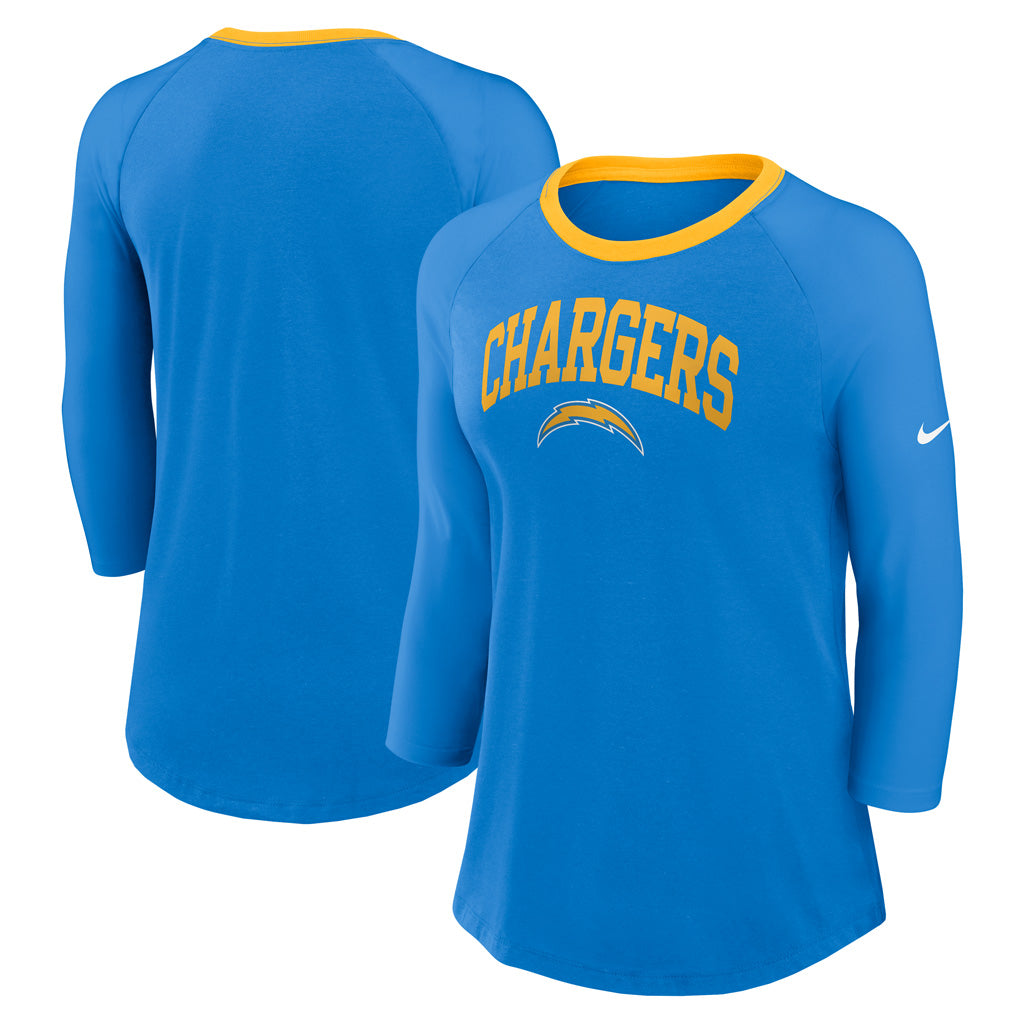 NFL Los Angeles Chargers Women's Nike Fashion 3/4 Sleeve T-Shirt - Blue