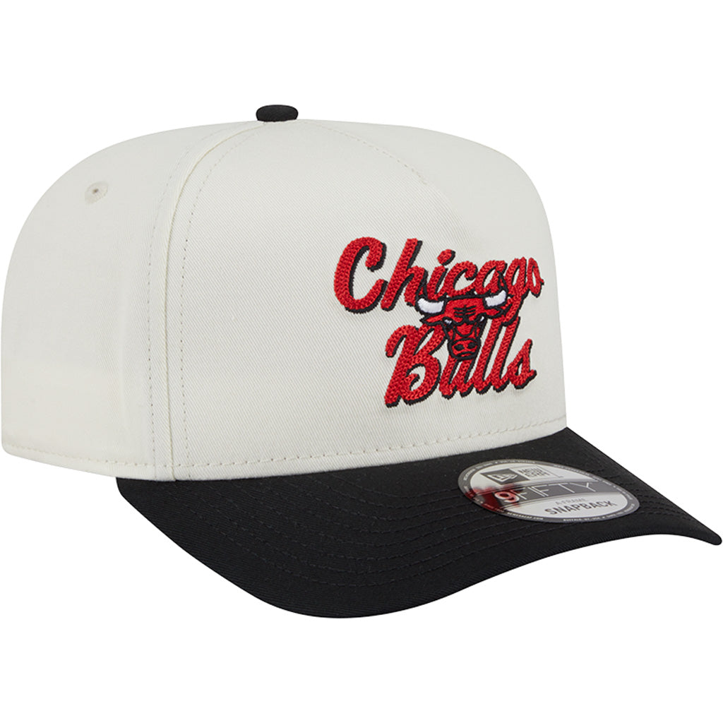 NBA Chicago Bulls New Era Chainstitch Two-Tone 9FIFTY A-Frame Snapback Hat - Cream