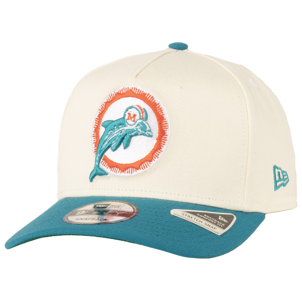 NFL Miami Dolphins New Era Throwback Two-Tone TC 9FIFTY A-Frame Snapback Hat - Cream
