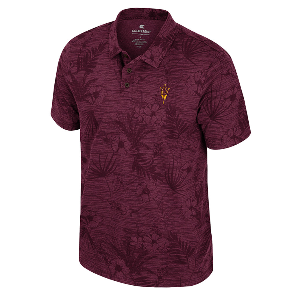 NCAA Arizona State Sun Devils Colosseum Groves Printed Polo - Maroon