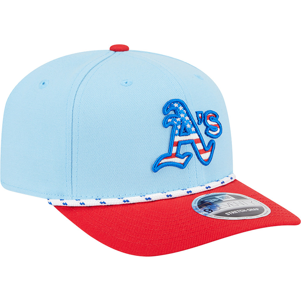 MLB Oakland Athletics New Era 2025 4th of July 9SEVENTY Stretch-Snapback Hat - Light Blue