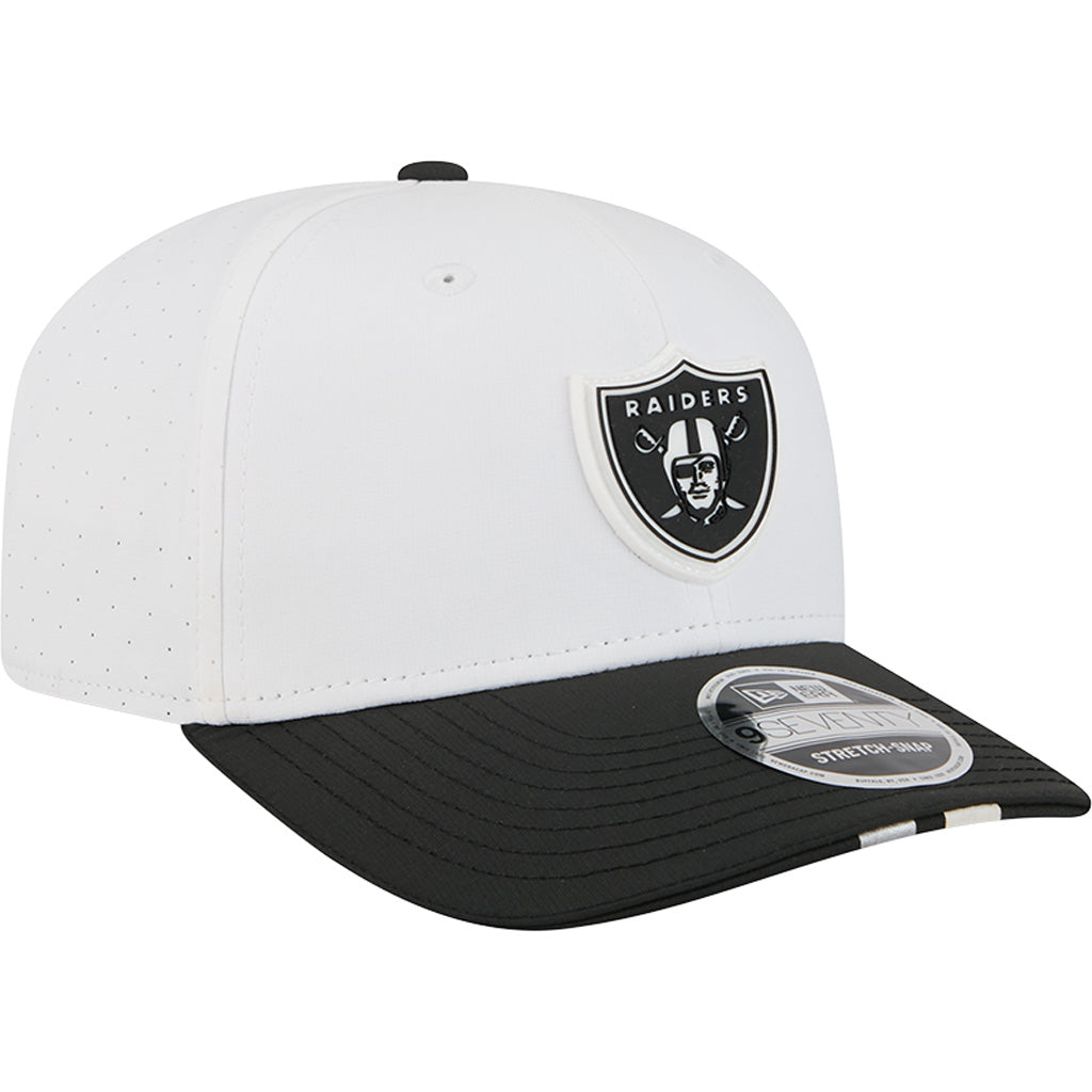 NFL Las Vegas Raiders New Era 2025 Training 9SEVENTY Stretch-Snapback Hat - White