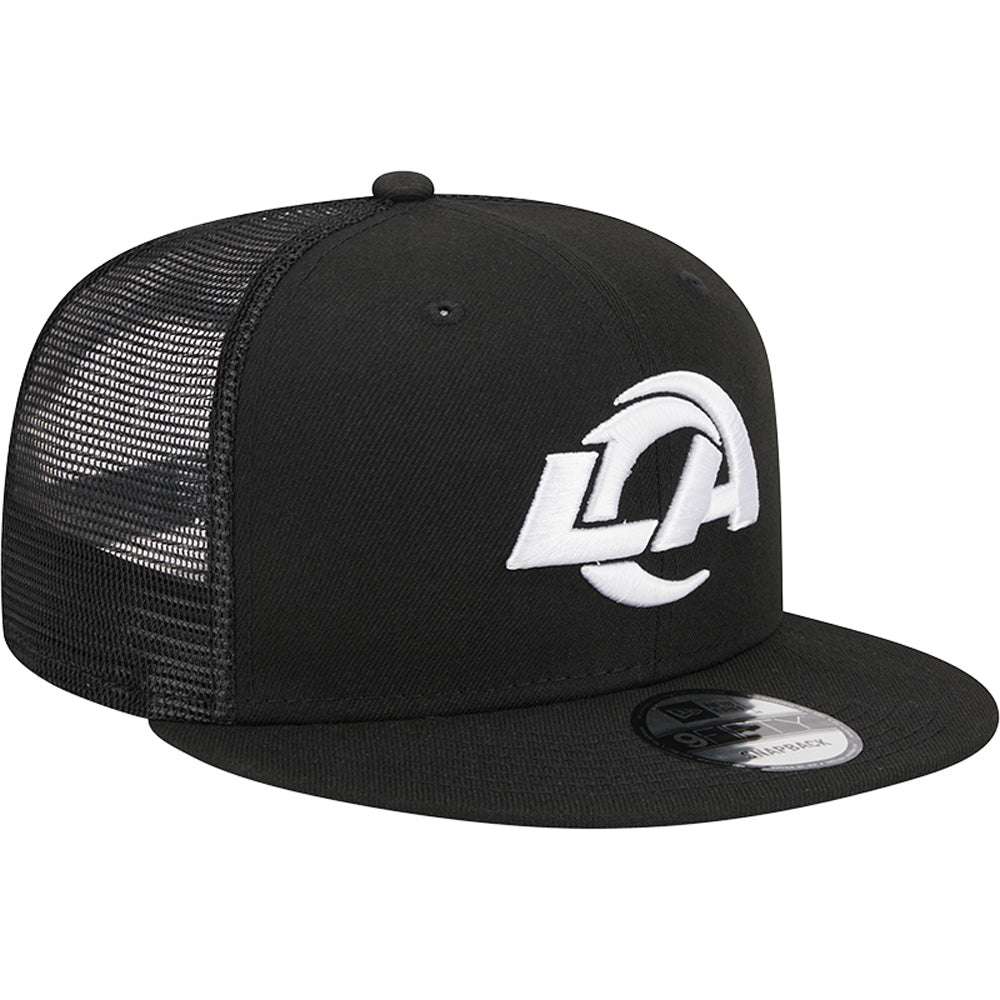 NFL Los Angeles Rams New Era Black & White 9FIFTY Snapback Trucker Hat - Black