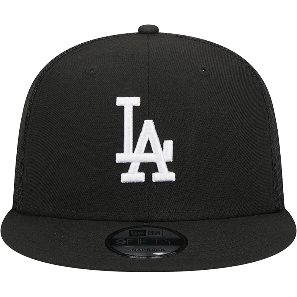 MLB Los Angeles Dodgers New Era Black & White 9FIFTY Snapback Trucker Hat - Black