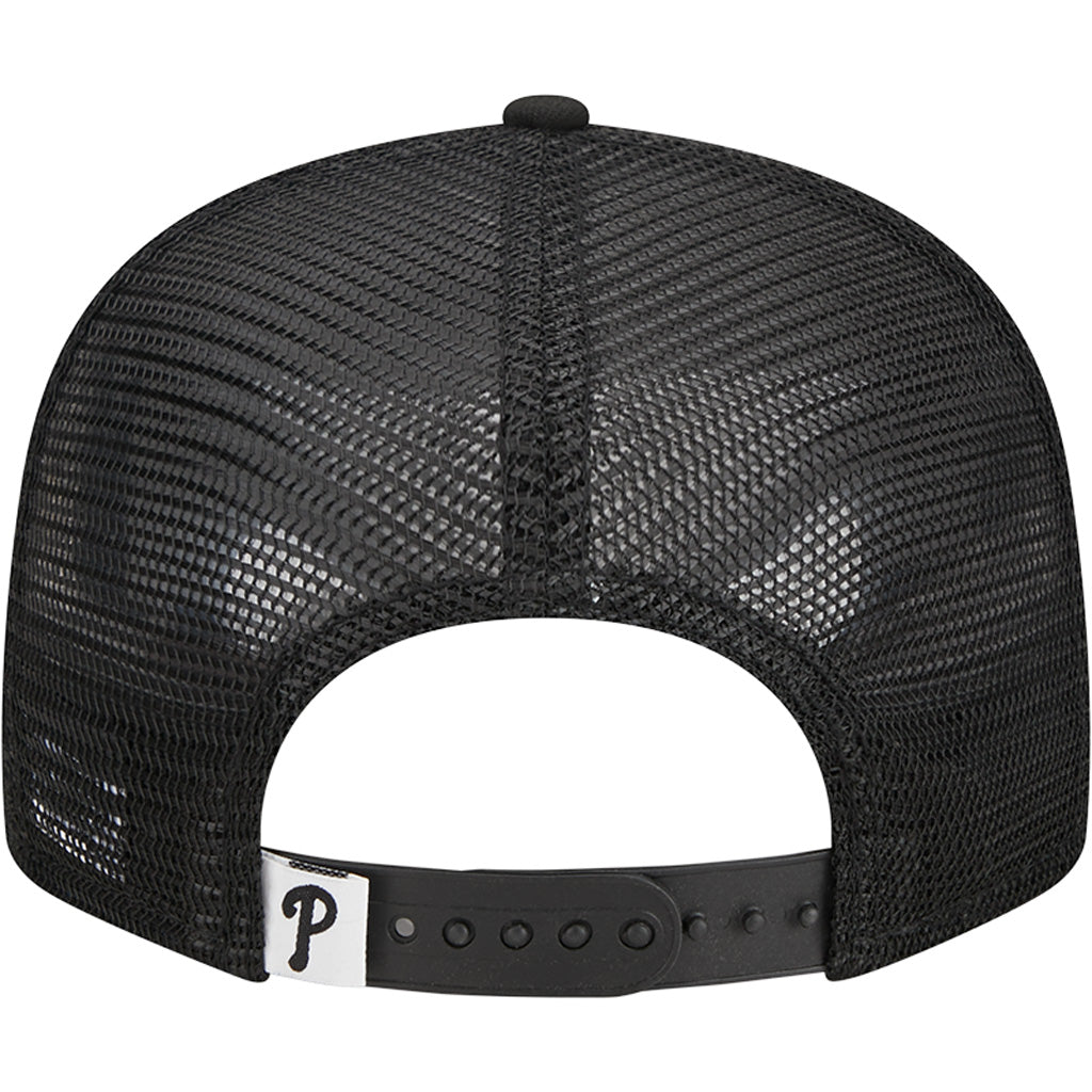 MLB Philadelphia Phillies New Era Black & White 9FIFTY Snapback Trucker Hat - Black