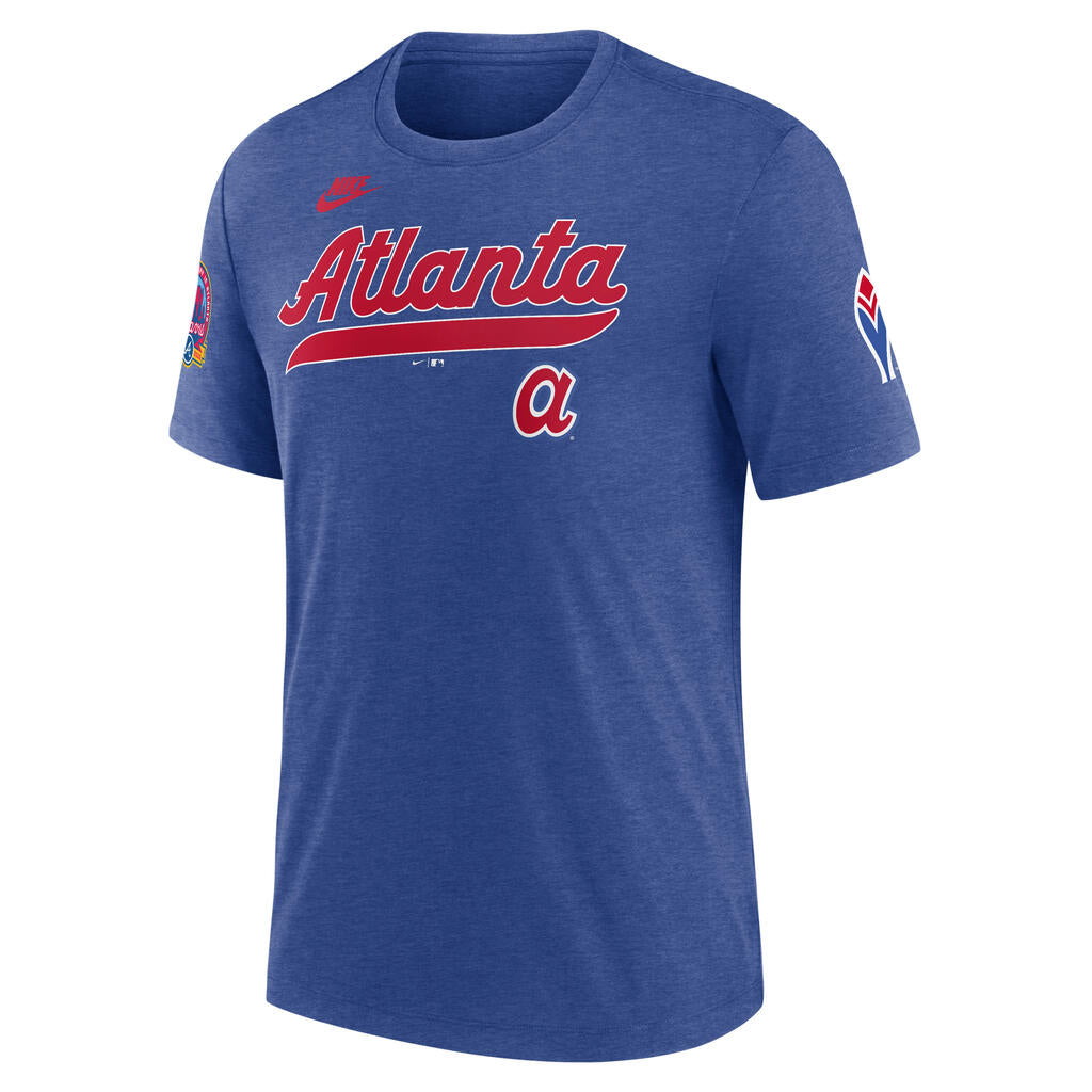 MLB Atlanta Braves Nike Cooperstown Eras Tri-Blend T-Shirt - Blue