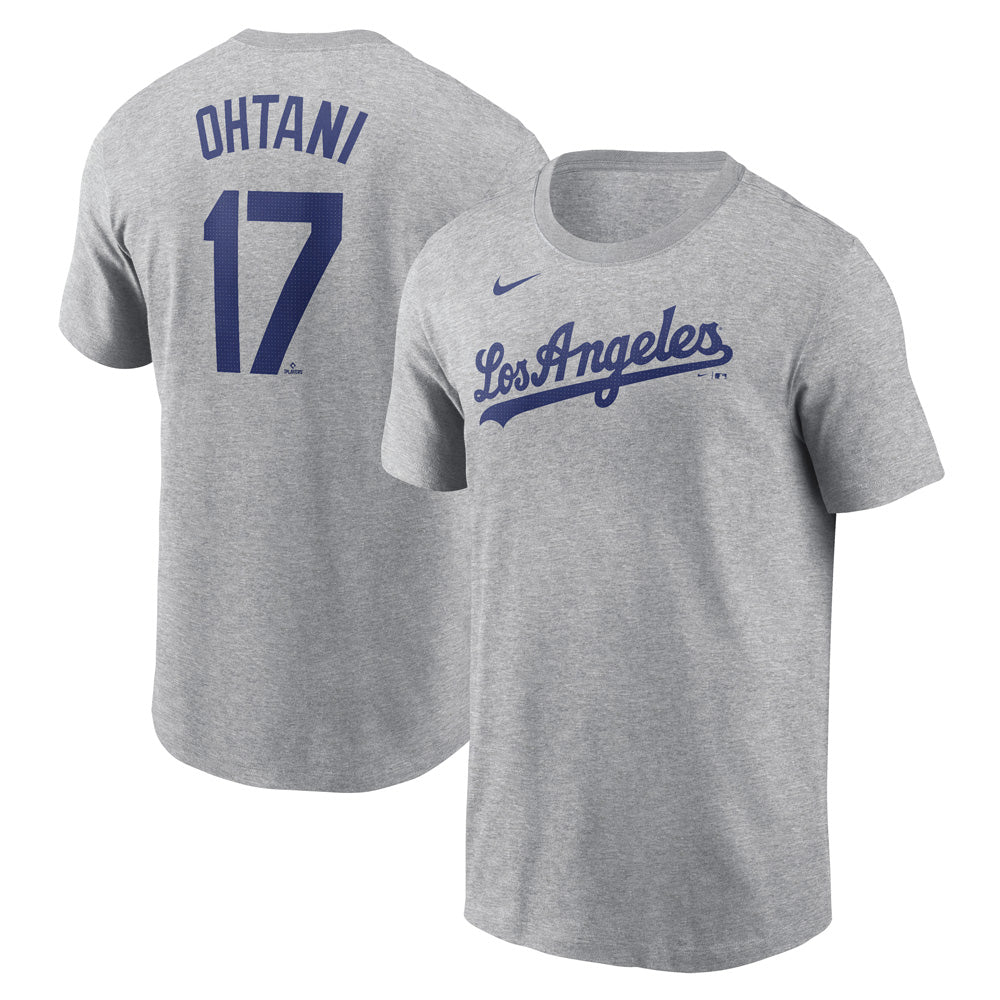 MLB Los Angeles Dodgers Shohei Ohtani Nike FUSE Road Name &amp; Number T-Shirt - Heather Gray