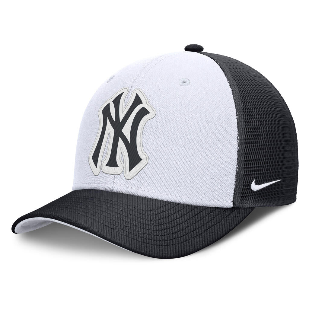 MLB New York Yankees Nike Two-Tone Tonal Logo Trucker Snapback Hat - White