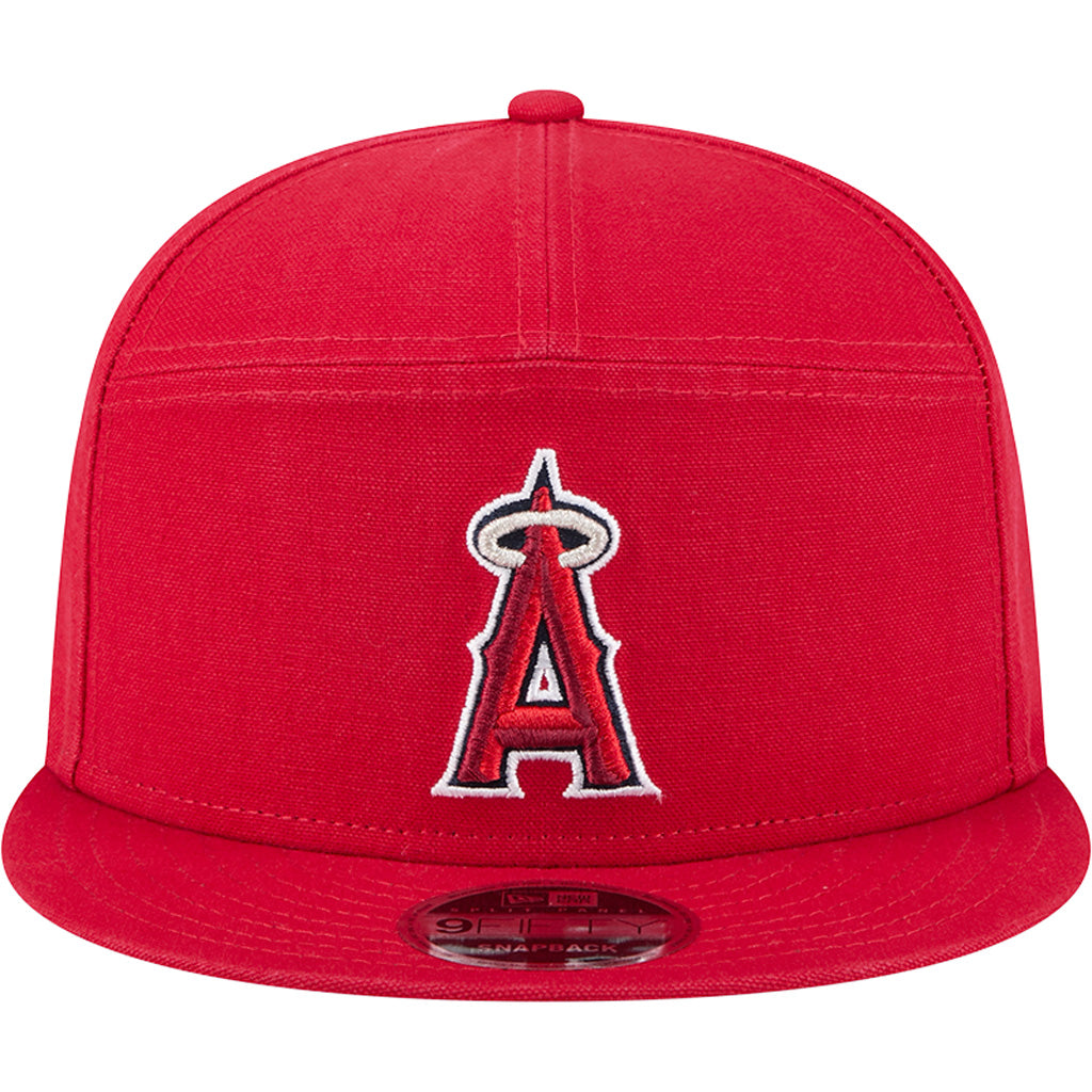 MLB Los Angeles Angels Cotton Canvas 9FIFTY Split Panel Snapback Hat - Red