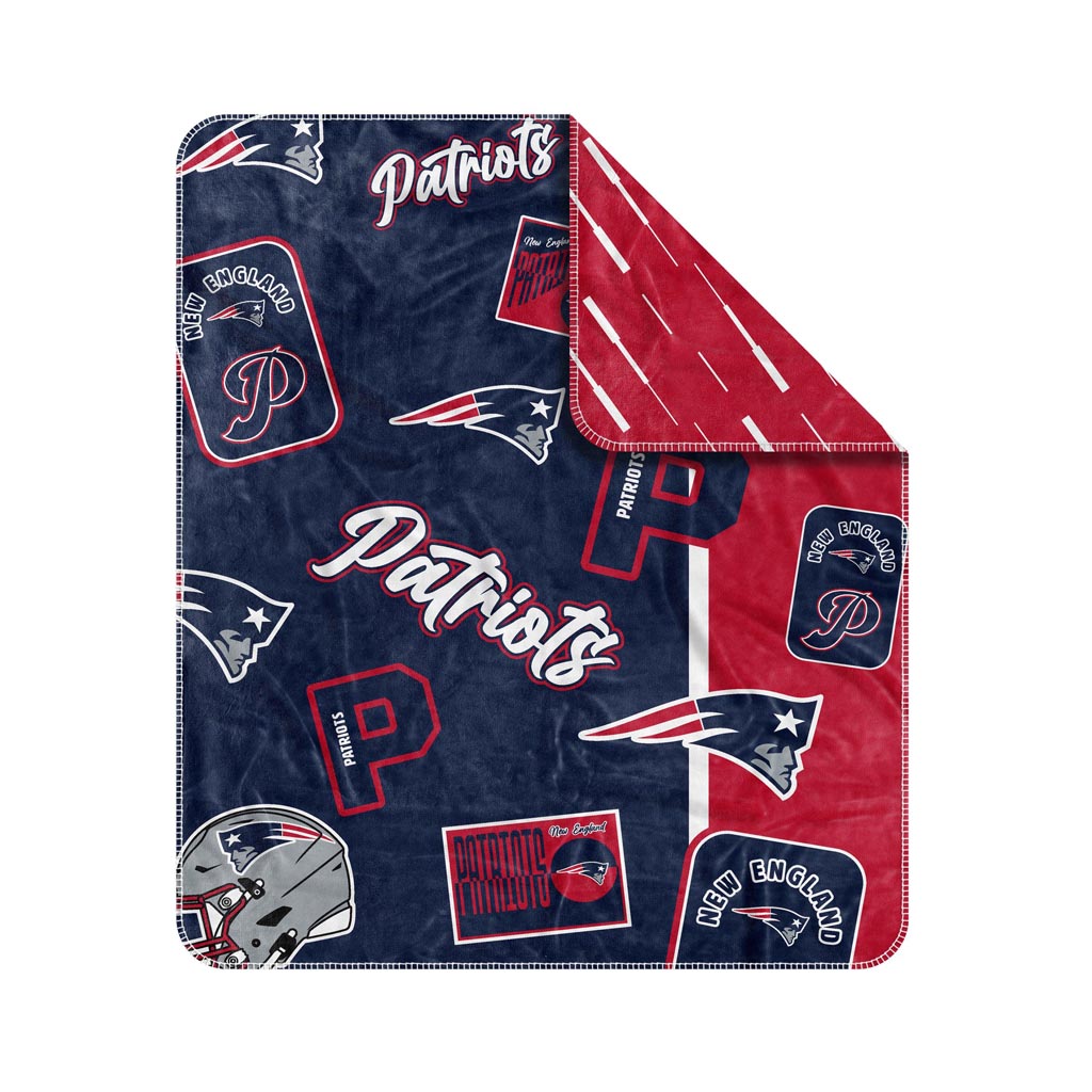 NFL New England Patriots Logo Brands Dream Weave Blanket - Navy