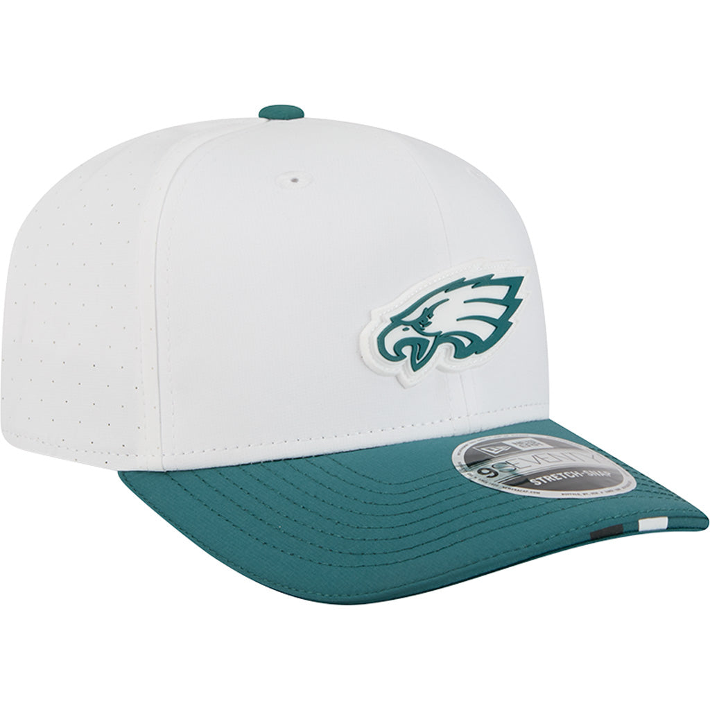 NFL Philadelphia Eagles New Era 2025 Training 9SEVENTY Stretch-Snapback Hat - White