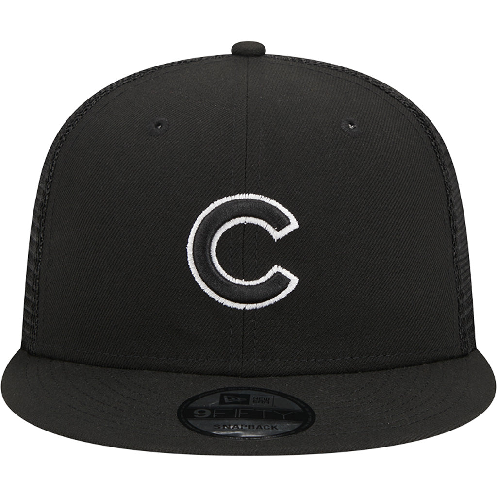MLB Chicago Cubs New Era Black & White 9FIFTY Snapback Trucker Hat - Black