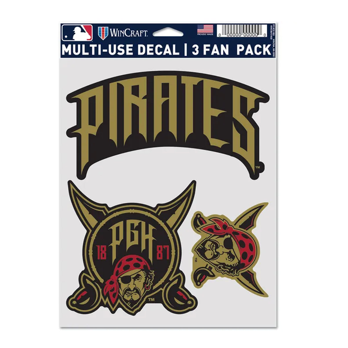 MLB Pittsburgh Pirates Wincraft City Connect 2026 6x8 3 pack Decal