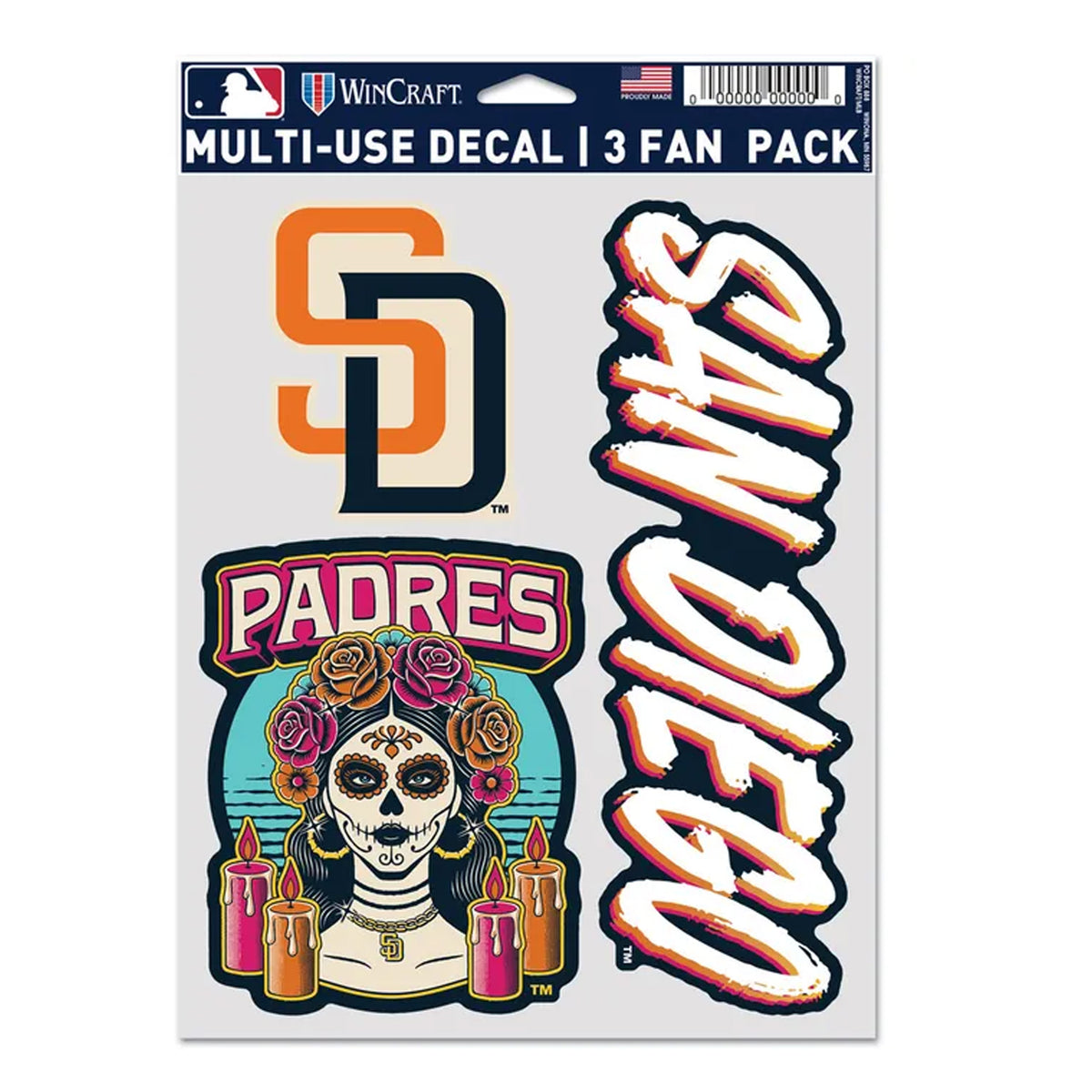 MLB San Diego Padres Wincraft City Connect 2026 6x8 3 pack Decal