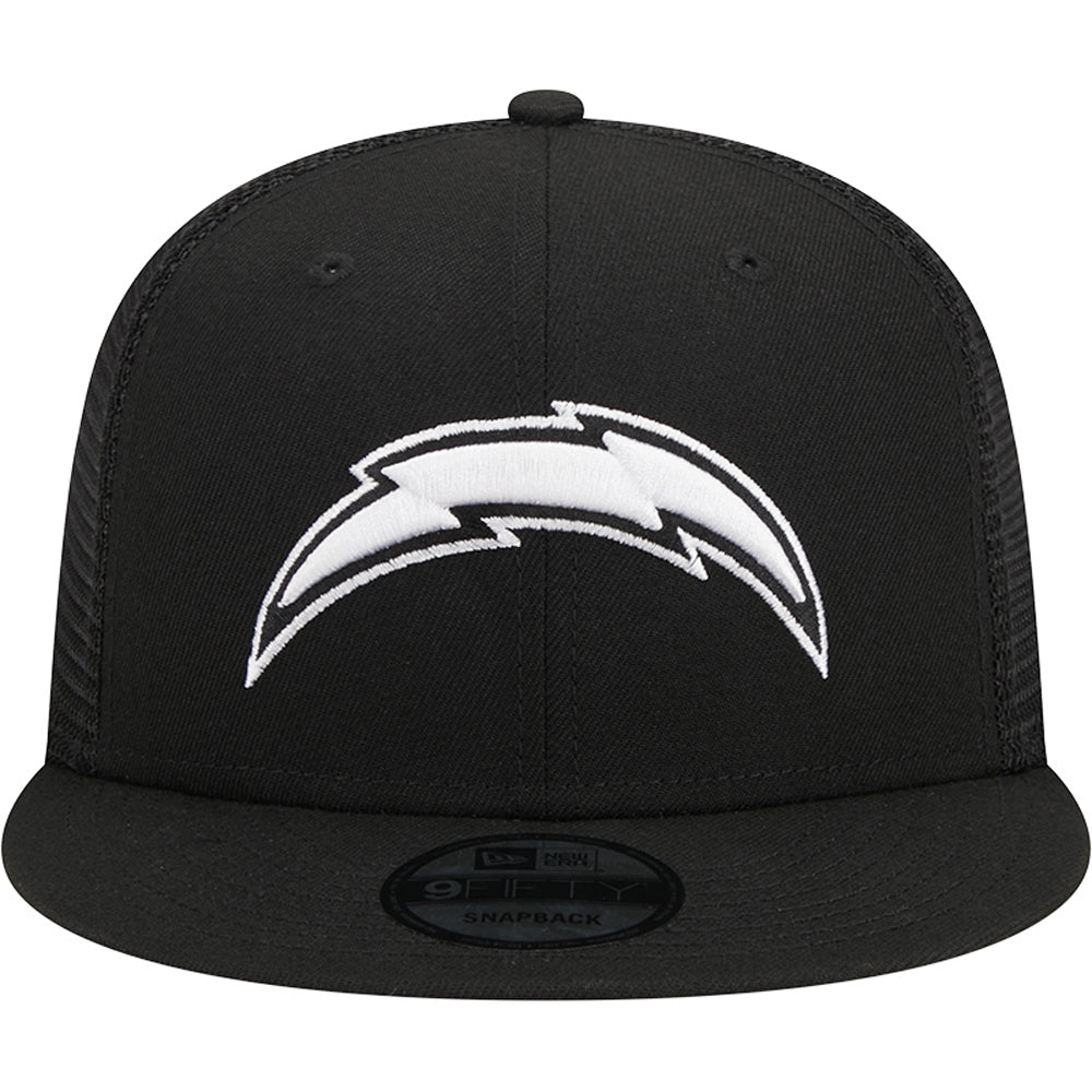 NFL Los Angeles Chargers New Era Black & White 9FIFTY Snapback Trucker Hat - Black