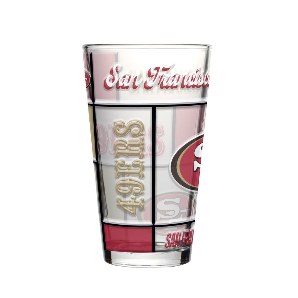 NFL San Francisco 49ers Logo Brands 16oz Quilted Pint Glass - Red