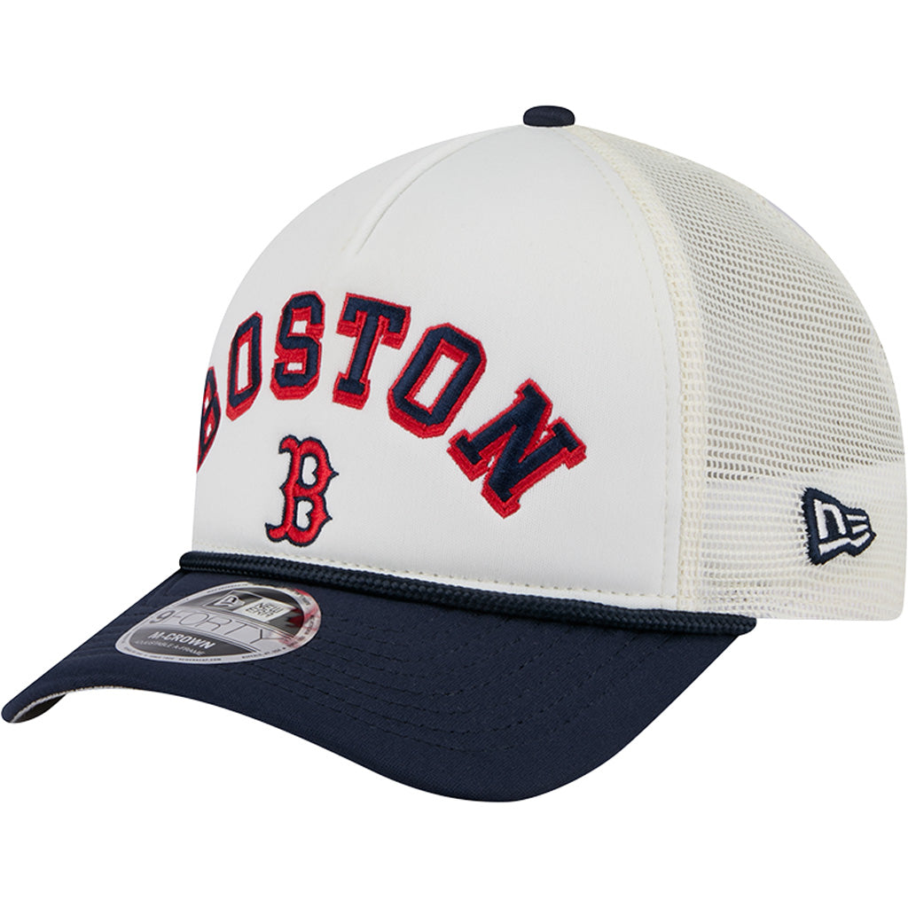 MLB Boston Red Sox New Era Arch Logo 9FORTY M-Crown Snapback Trucker Hat - Chrome