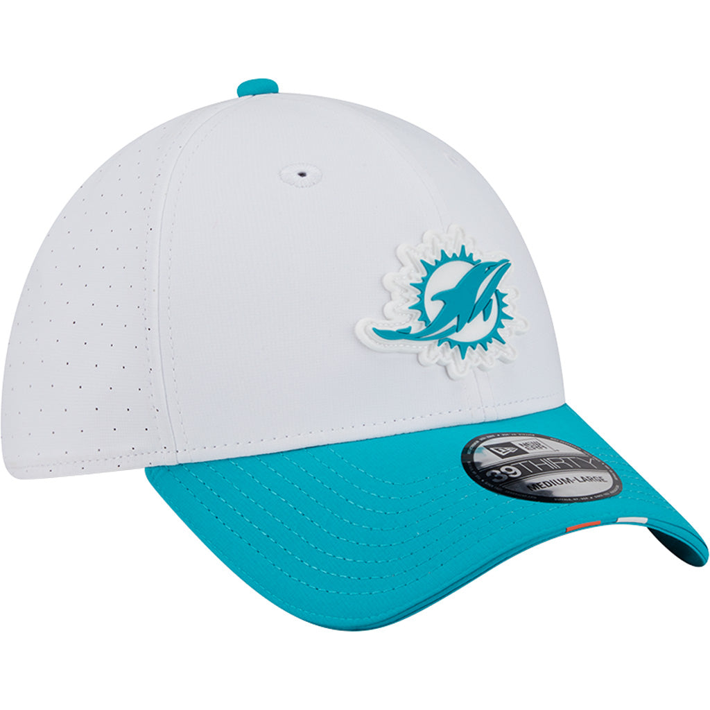 NFL Miami Dolphins New Era 2025 Training 39THIRTY Flex Fit Hat - White