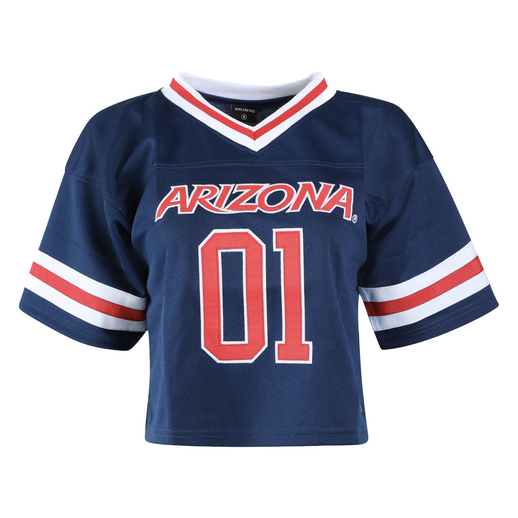 NCAA Arizona Wildcats Women's Hype & Vice Crop Football Jersey Top