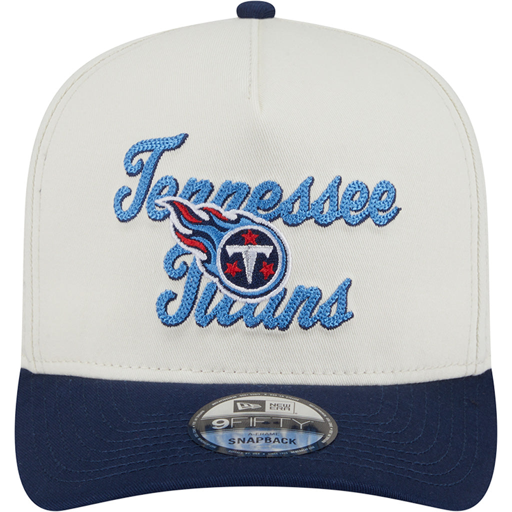 NFL Tennessee Titans New Era Chainstitch Two-Tone 9FIFTY A-Frame Snapback Hat - Cream
