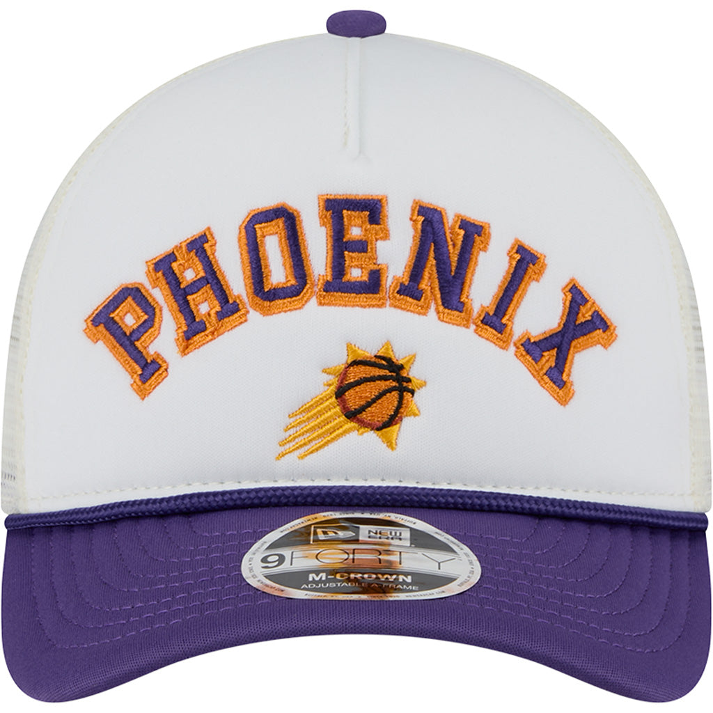 NBA Phoenix Suns New Era Arch Logo 9FORTY M-Crown Snapback Trucker Hat - Chrome