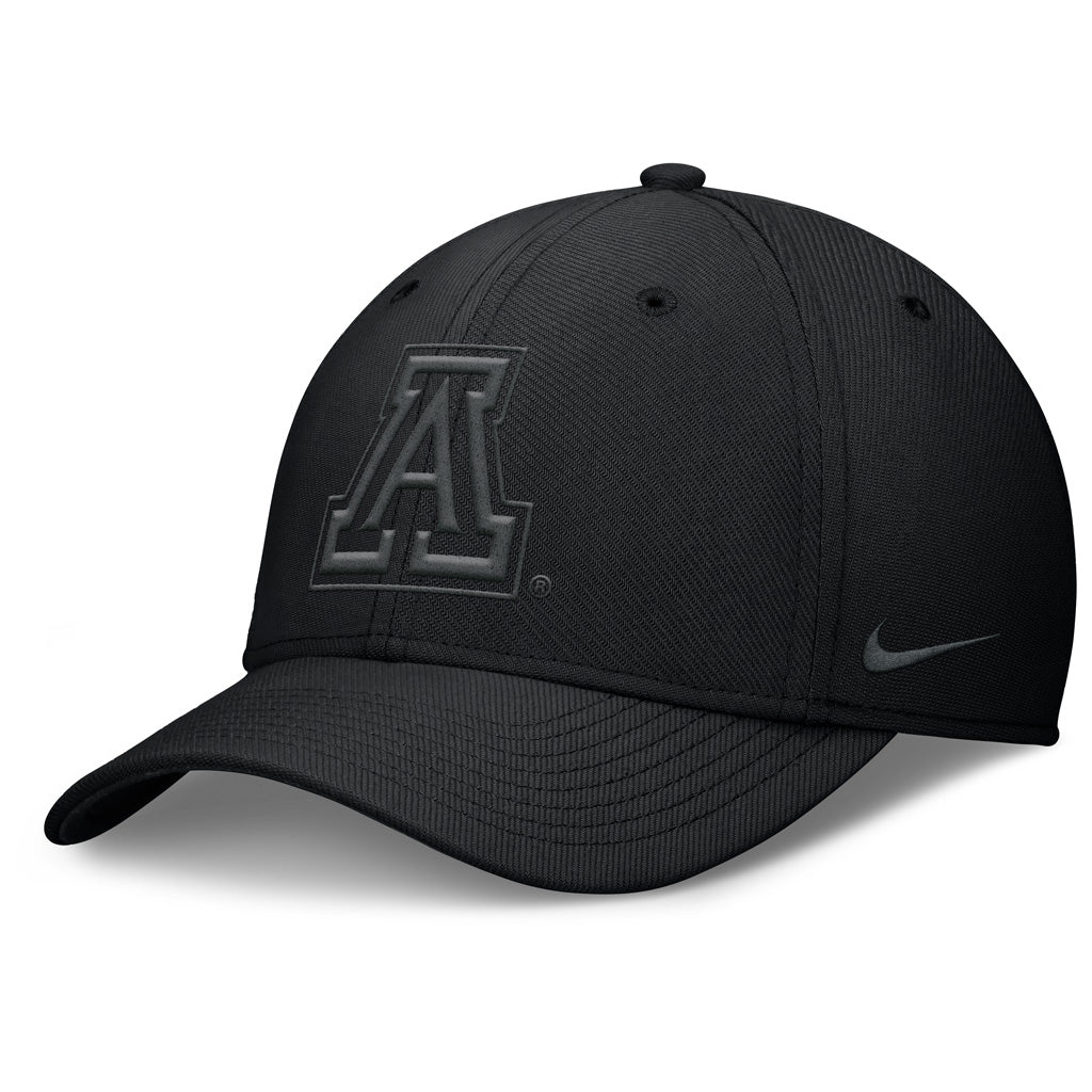 NCAA Arizona Wildcats Nike Black on Black Primary Logo SwooshFlex Hat - Black