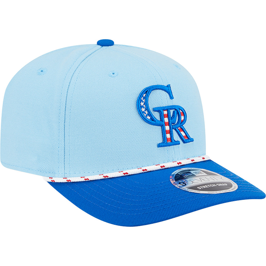 MLB Colorado Rockies New Era 2025 4th of July 9SEVENTY Stretch-Snapback Hat - Light Blue
