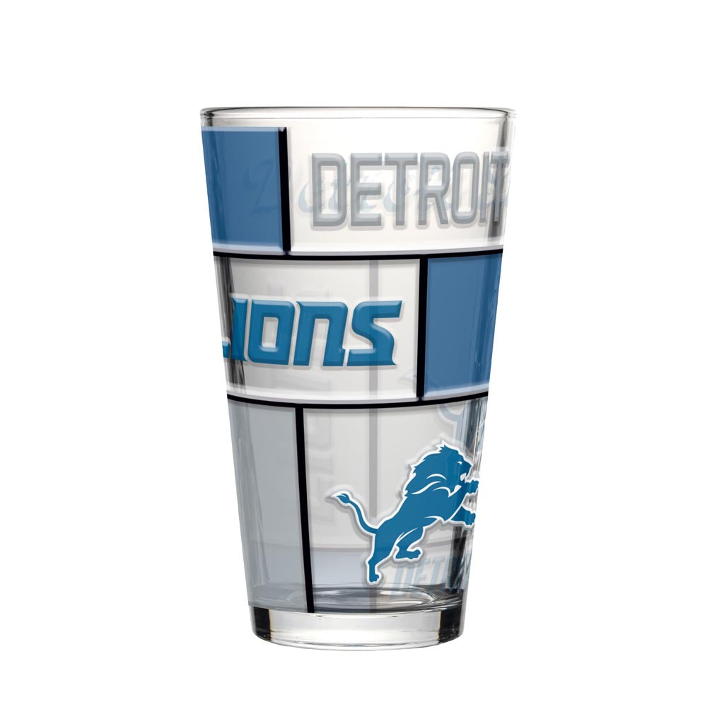 NFL Detroit Lions Logo Brands 16oz Quilted Pint Glass - Blue