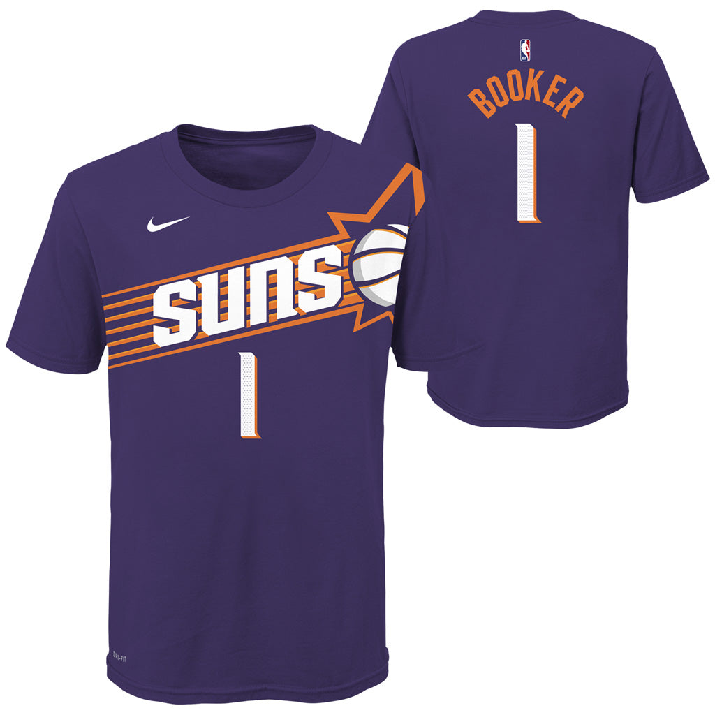 NBA Phoenix Suns Devin Booker Youth Nike Icon Name &amp; Number T-Shirt - Purple