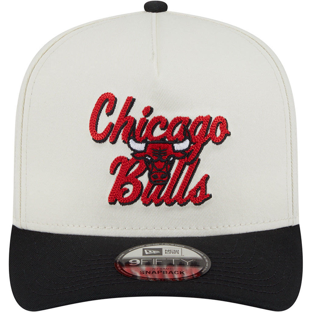 NBA Chicago Bulls New Era Chainstitch Two-Tone 9FIFTY A-Frame Snapback Hat - Cream