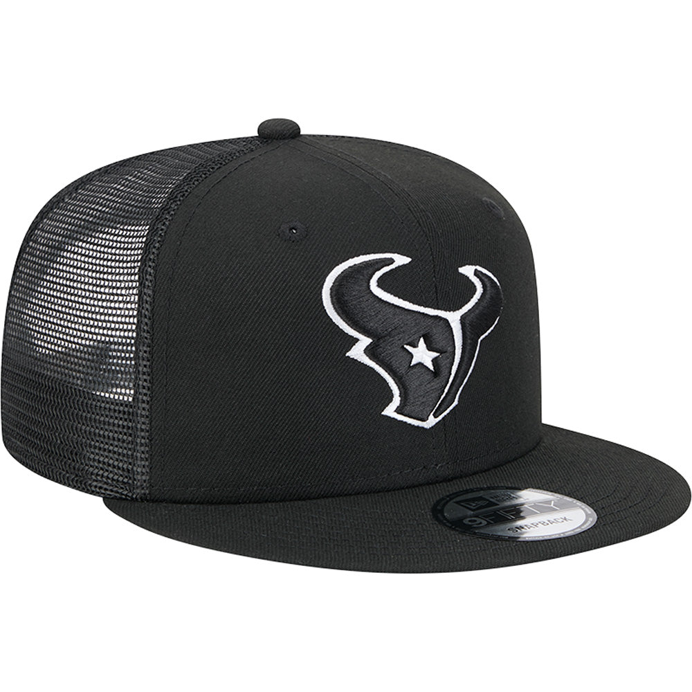 NFL Houston Texans New Era Black & White 9FIFTY Snapback Trucker Hat - Black