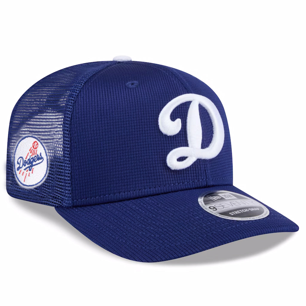 MLB Los Angeles Dodgers New Era 2025 Batting Practice 9SEVENTY Stretch-Snapback Trucker Hat - Blue