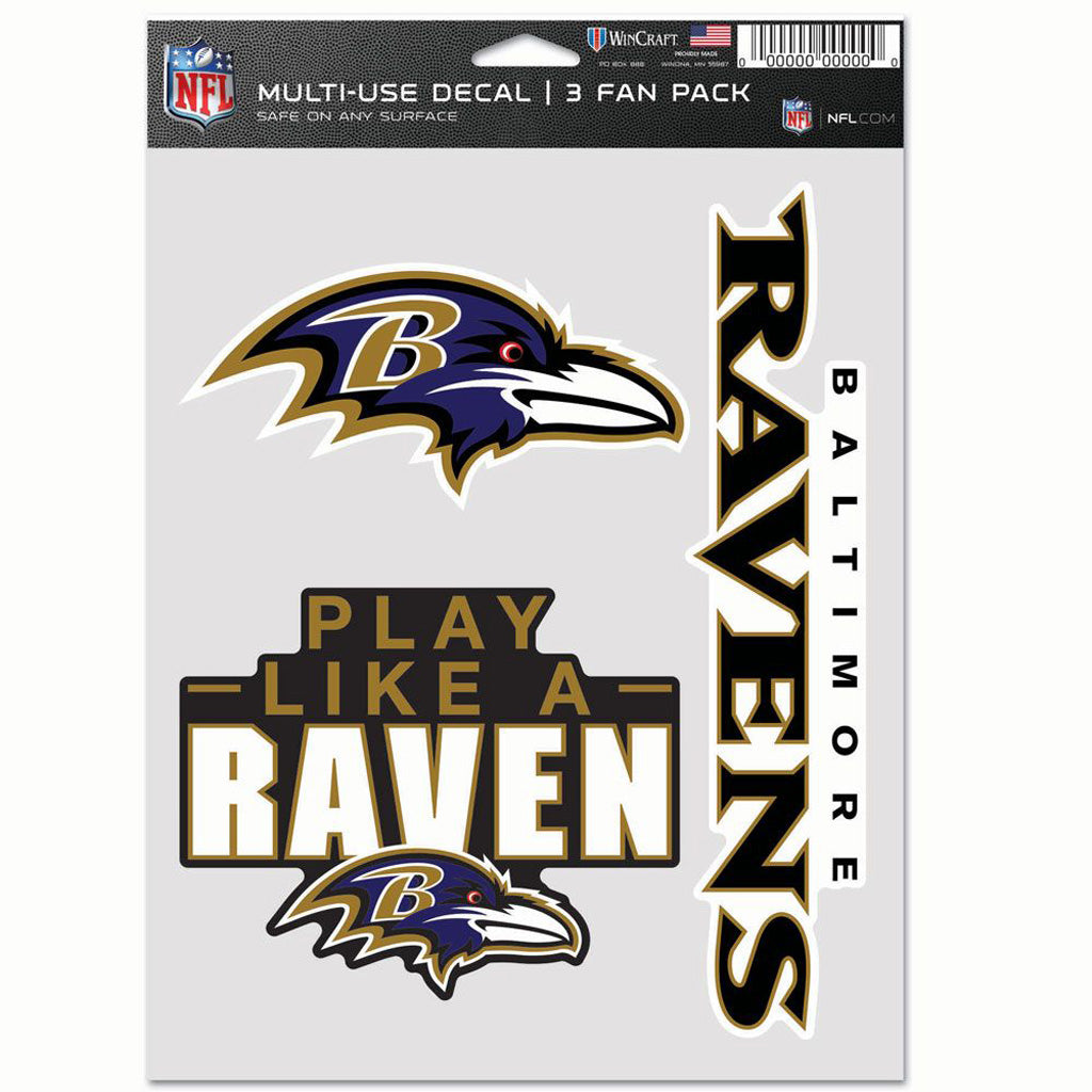 NFL Baltimore Ravens WinCraft 3-Pack Fan Decal Set