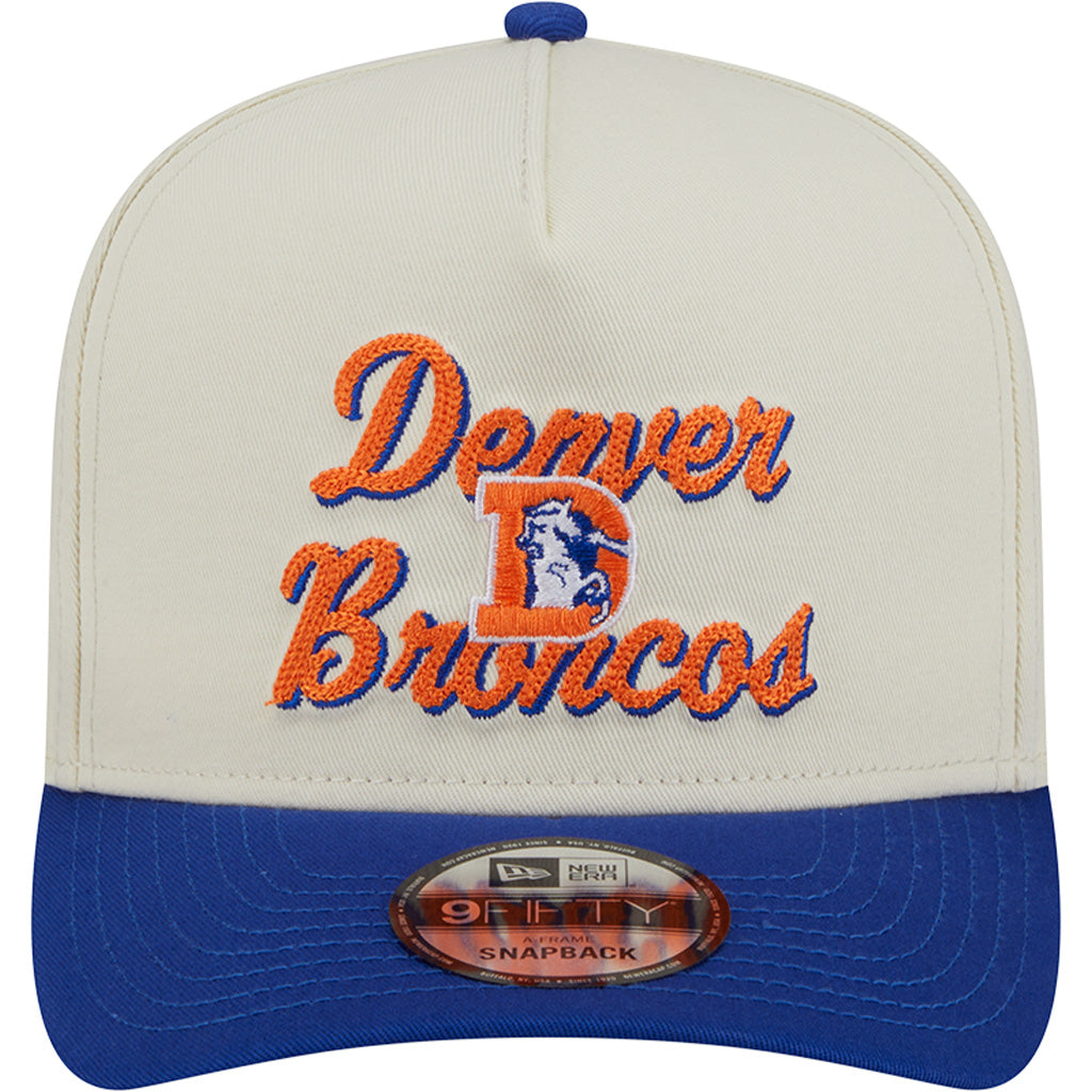 NFL Denver Broncos New Era Chainstitch Two-Tone 9FIFTY A-Frame Snapback Hat - Cream