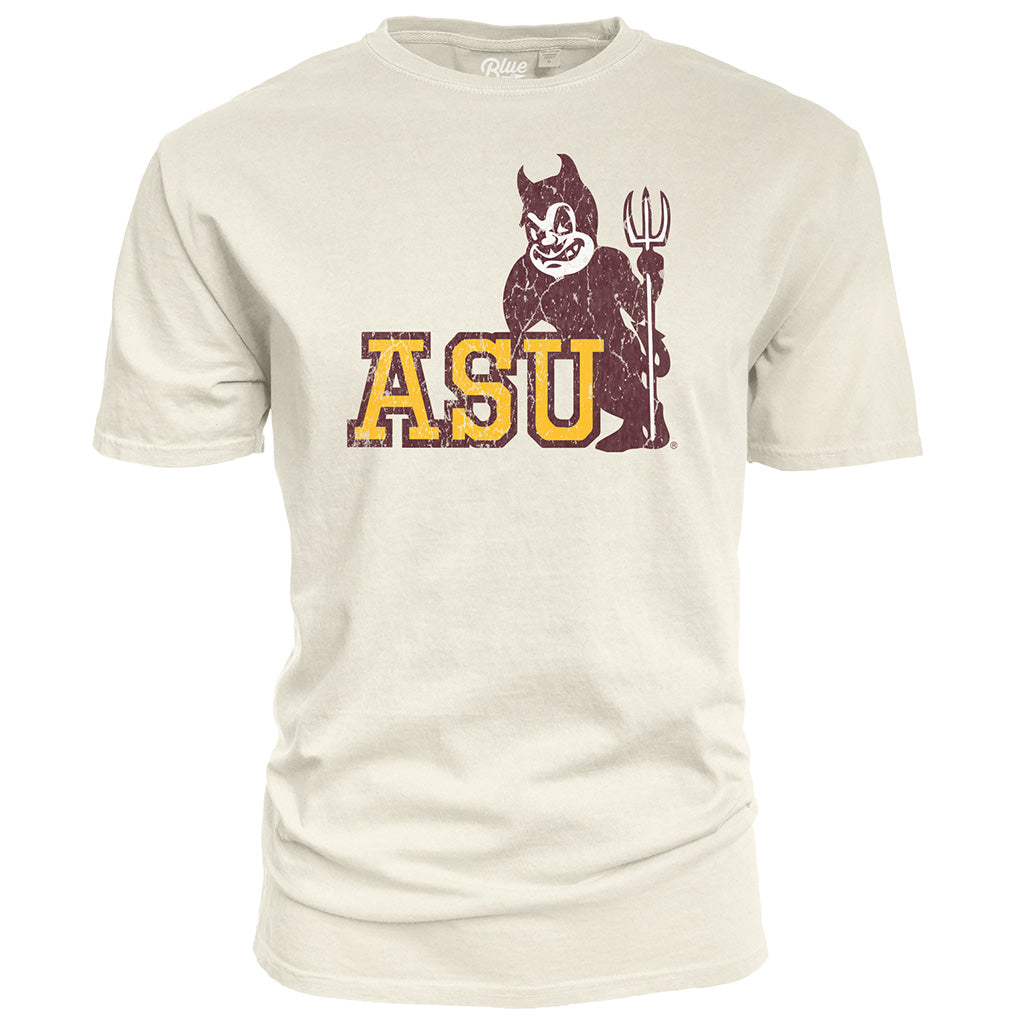 NCAA Arizona State Sun Devils Blue 84 Leaning Sparky Classic T-Shirt - Ivory